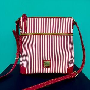 Downey & Bourke cross body hot pink and white striped